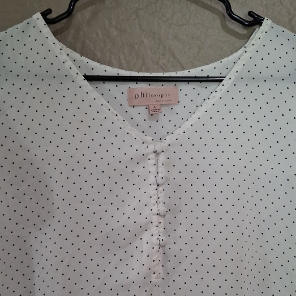 Philosophy Wome's  White Dotted Blouse Size L - Picture 3 of 8